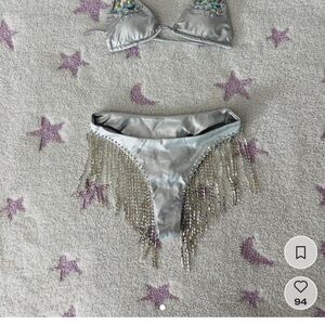 Silver Beaded Women's Bikini Set